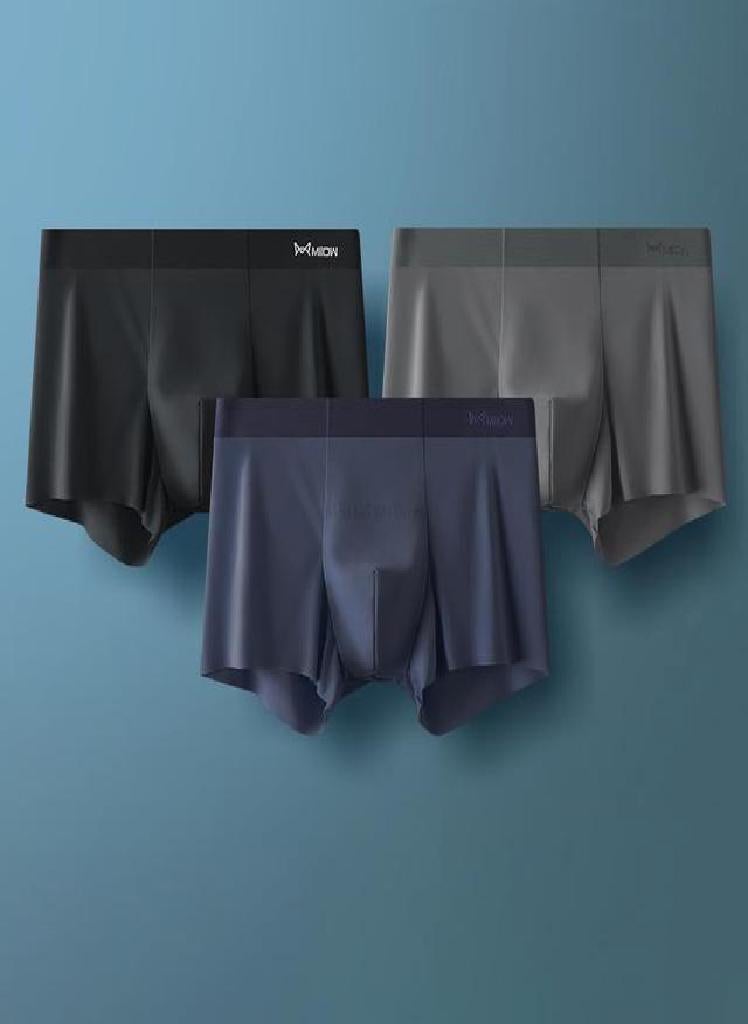 3pcs Ultra-thin Ice Silk Men's Panties AAA Conductive Antibacterial Men Underwear Summer  Seamless Boxer Shorts