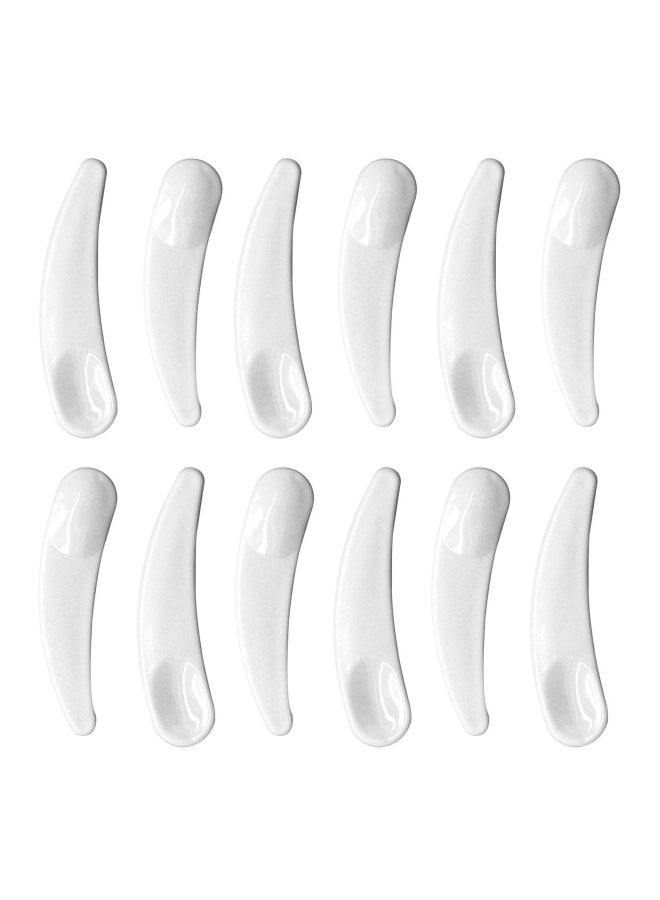 100Pcs Mini Disposable Curved Cosmetic Spoon Spatula Multi-Functional Facial Mask Spoon Plastic Spoon Stick White