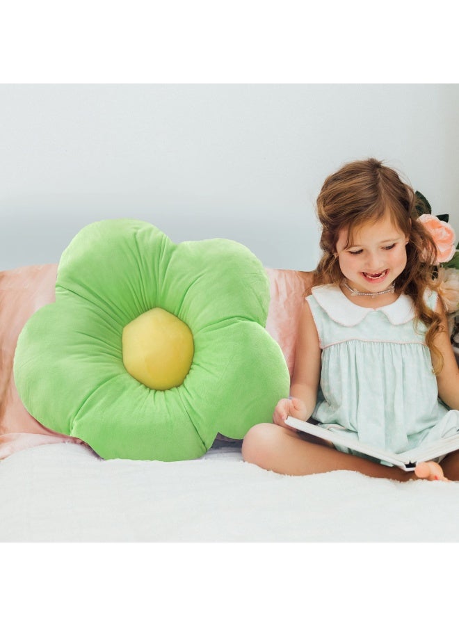 Daisy Lounge Flower Pillow - Medium 20 Inches  Cozy And Stylish Floor Cushion  Perfect Seating Solution For Teens And Kids  Machine Washable Aesthetic Decor  Plush Microfiber  Green