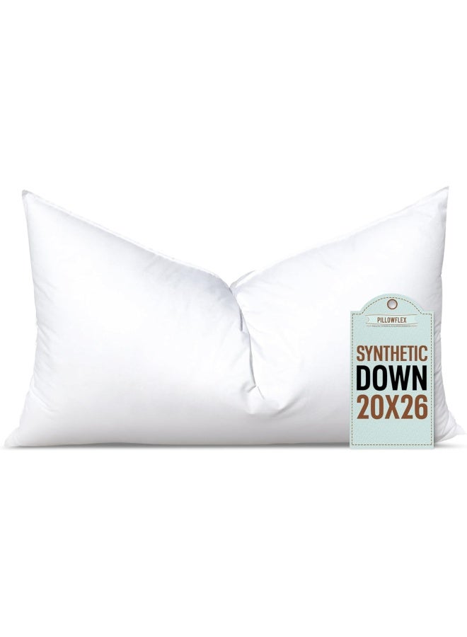 Pillowflex Synthetic Down Pillow Insert - 20X26 Down Alternative Pillow, Ultra Soft Body Pillow, Large Standard Body Bed Sleeping Pillow - 1 Decorative Pillow Form