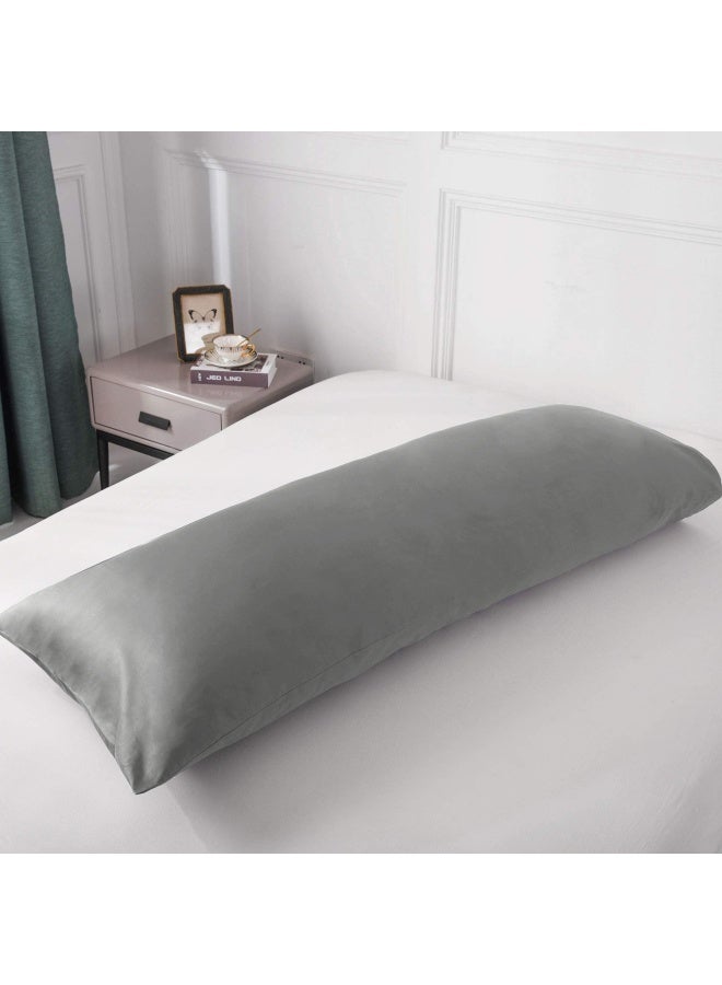 Body Pillow Cover  100  Cotton 800 Thread Count 21   54 Breathable Long Pillow Protector Case W No Zipper  Light Grey