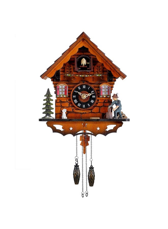 Kintrot  Cuckoo Clock Traditional Black Forest Clock Antique Wooden Pendulum Quartz Wall Clock