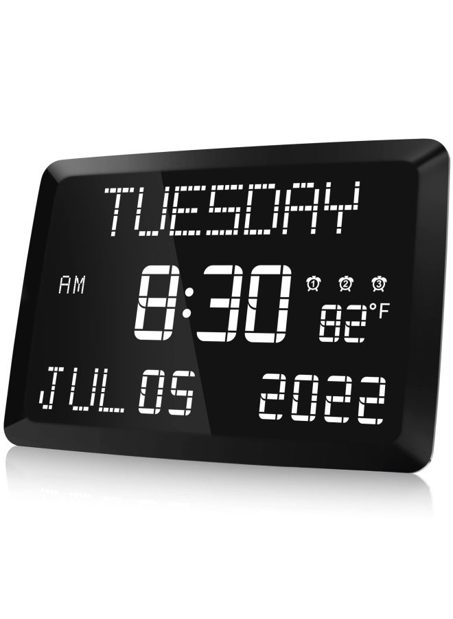 Raynic  Led Word Display Dimmable Digital Wall Clock 11.5In Large 12 24H