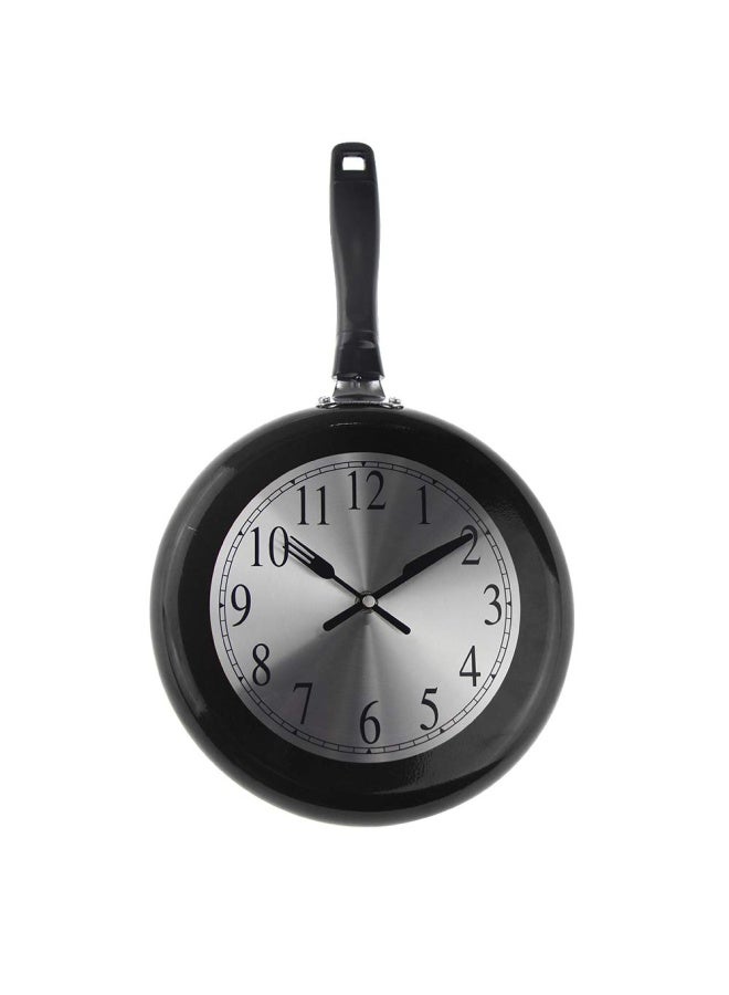 Wall Clock 10 Inch Metal Frying Pan Kitchen Wall Clock Home Decor - Kitchen Themed Unique Wall Clock With A Screwdriver Black