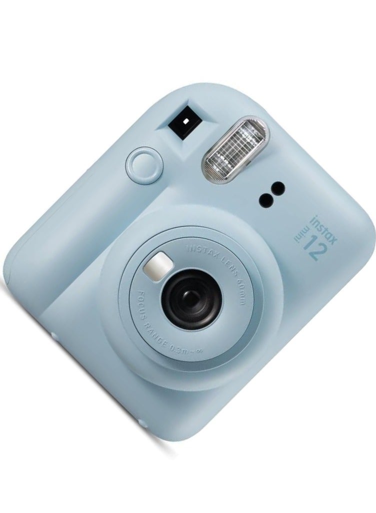 instax mini 12 instant film camera, auto exposure with Built-in selfie lens, Pastel Blue