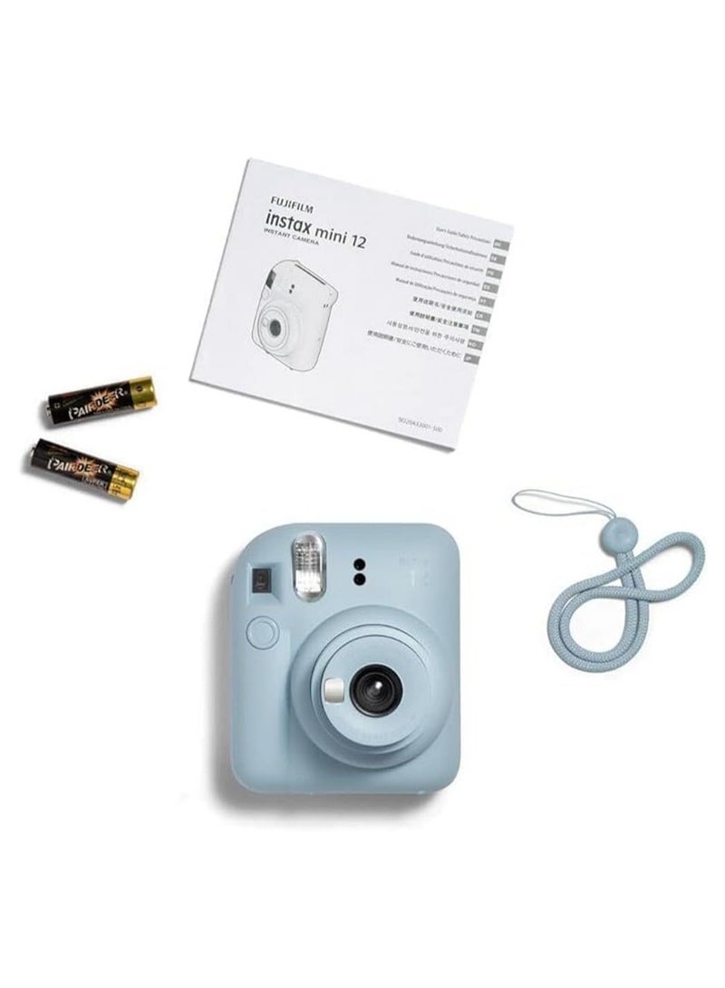 instax mini 12 instant film camera, auto exposure with Built-in selfie lens, Pastel Blue