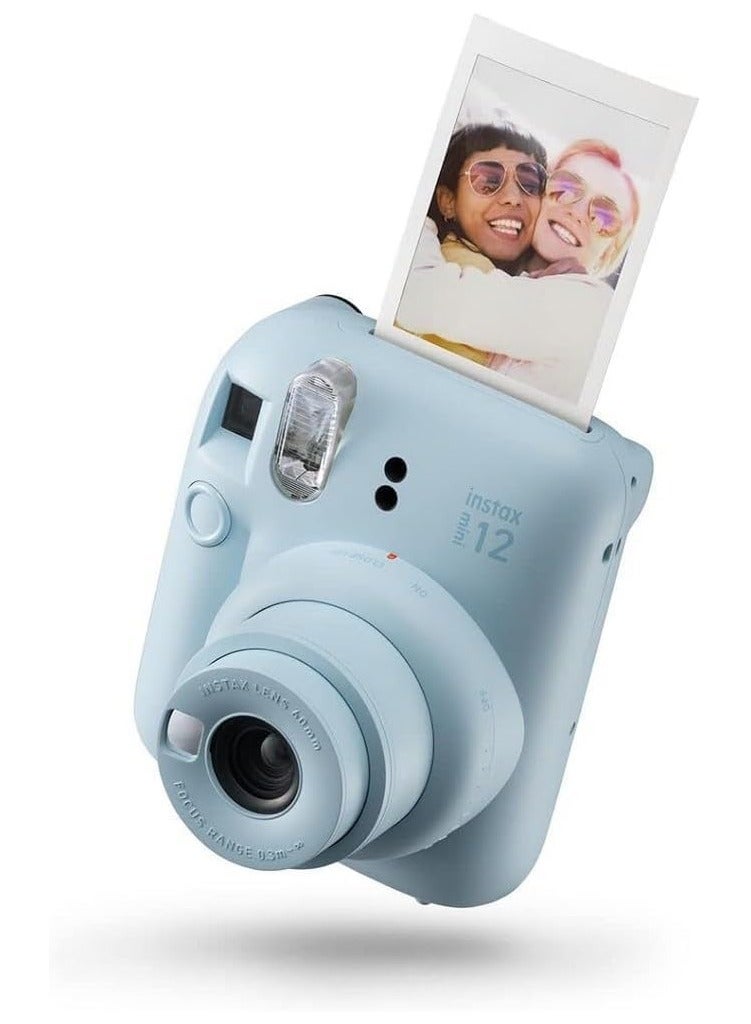 instax mini 12 instant film camera, auto exposure with Built-in selfie lens, Pastel Blue