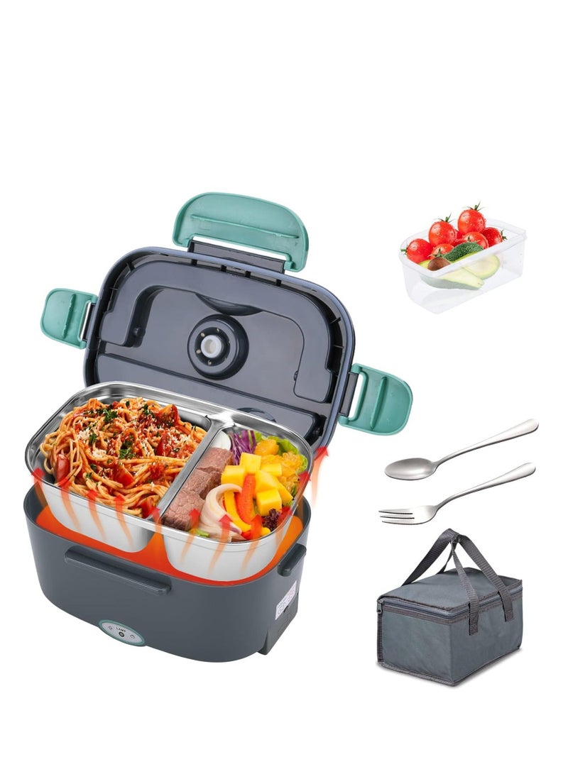 Lunch Box Food Heater with 2 Compartments Leakproof Portable Food Warmer Lunch Box for Adults Car Truck WorkSelf Heating Lunch Box with 1.5L Removable Container
