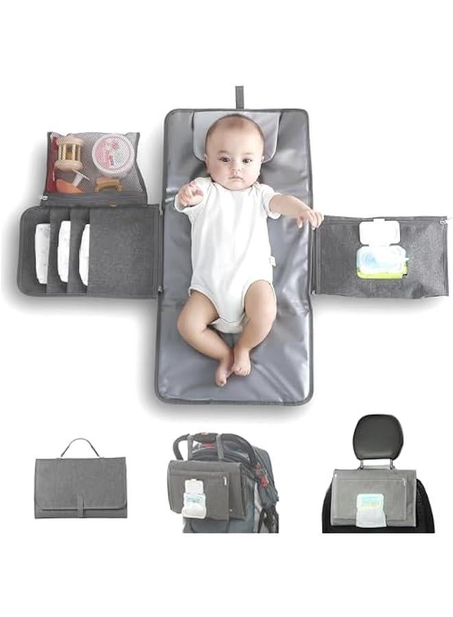 Baby Portable Changing Pad with Wipes Pocket for Diaper Bag Wipeable Waterproof Newborn Travel Mat Shower Gifts