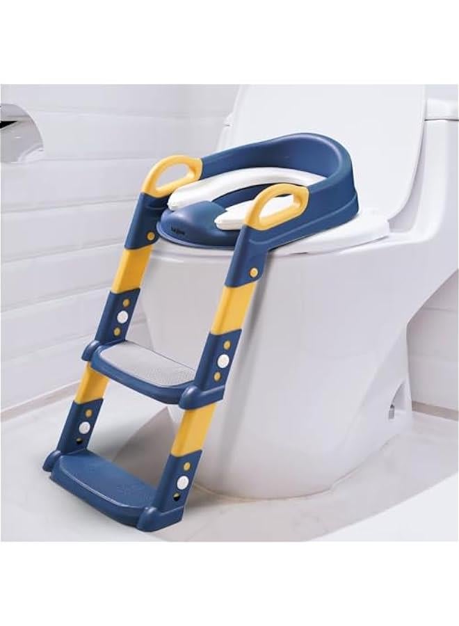 Baybee Aura Western Toilet Potty Seat for Kids, Baby Potty Training Seat Chair with Ladder, Adjustable Step Height, Cushion Seat | Kids Toilet Seat| Potty Seat for 1-8 Years Child Boys Girls (Yellow