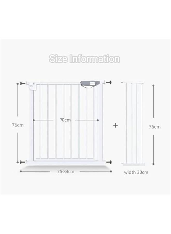 Auto Close Safety Baby Gate, Extra Wide Child Gate with 20 cm Extension Kit Maximum Suitable For 104 cm, Baby Gates for Stairs & Doorways, Easy Install (Safety Railing + 20cm Extension Kit)