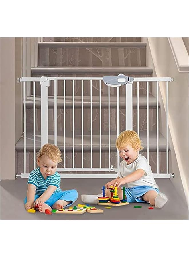 Auto Close Safety Baby Gate, Extra Wide Child Gate with 20 cm Extension Kit Maximum Suitable For 104 cm, Baby Gates for Stairs & Doorways, Easy Install (Safety Railing + 20cm Extension Kit)