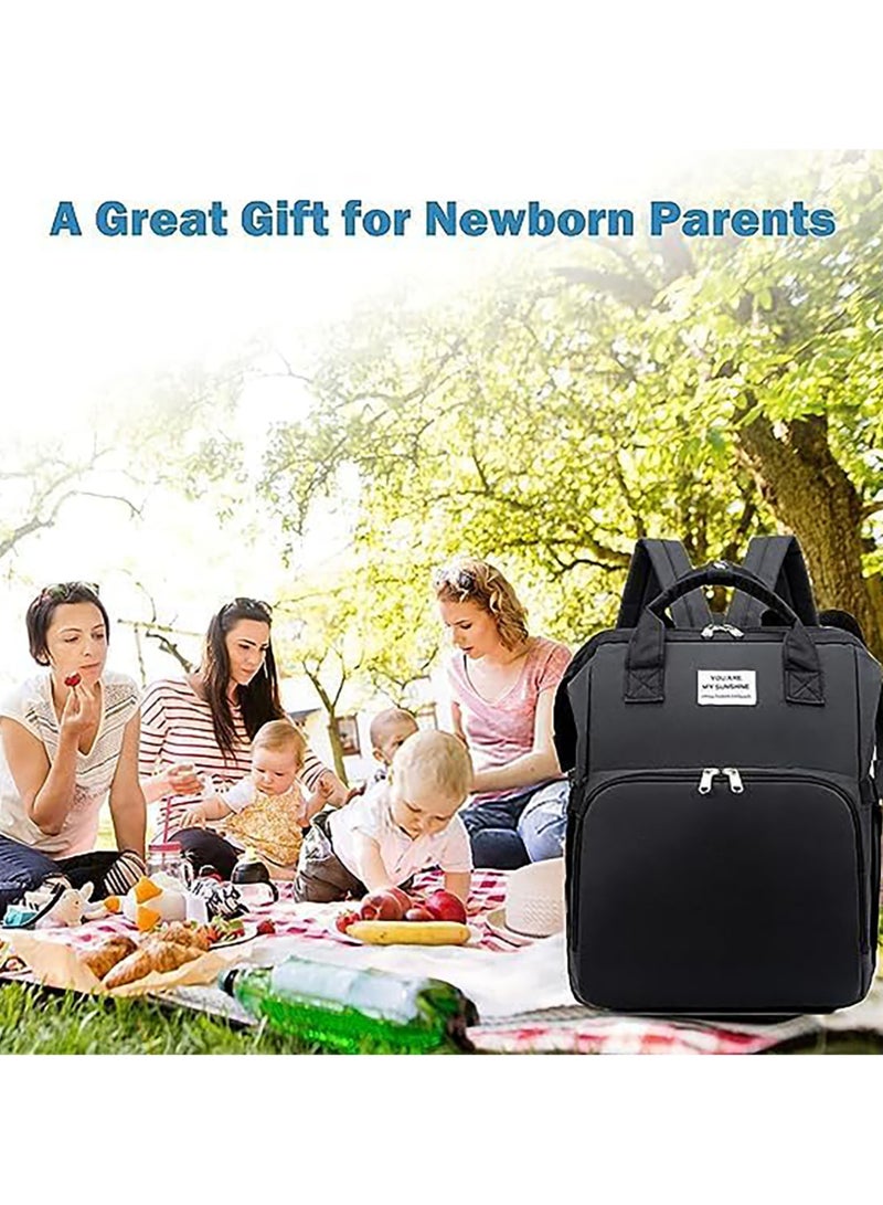 Diaper Bag Waterproof Diaper Changing Totes Multi-Function Travel Portable Bassinet Diaper Bag Backpack Mommy Bag