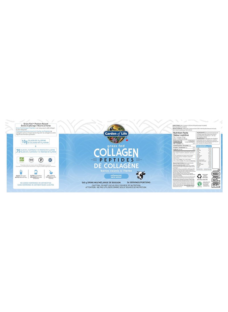 Grass Fed Collagen Peptides Unflavoured Infused With Type L And Lll And Probiotics For Hair, Skin, Nails And Joints 28 Servings 560G