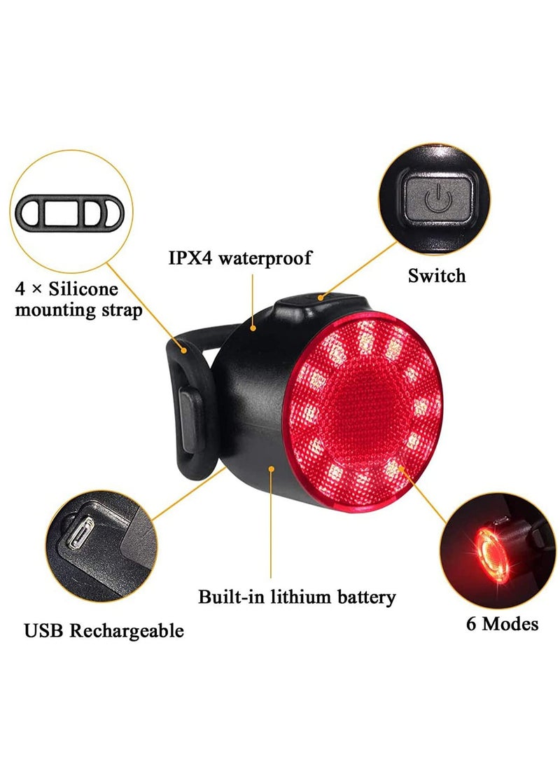 USB rechargeable LED bicycle light kit, IPX5 waterproof mountain road helmet bike super bright headlight and tail light kit, suitable for men, women, and children