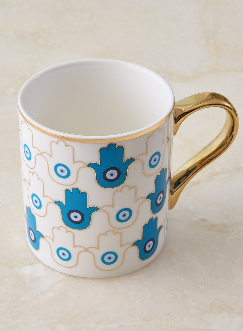 Hamsa Print Ceramic Mug - Infuse Your Routine with Protection and Elegance