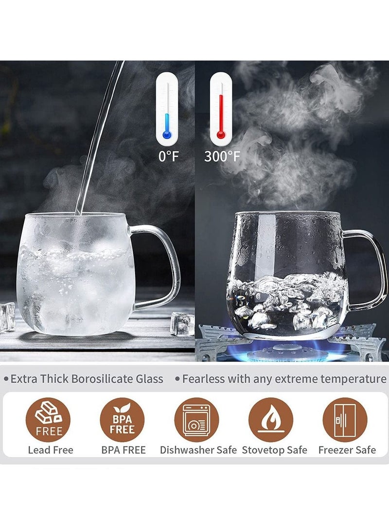 Glass Tea Cup with Infuser and Lid, 17.6 ounce Glass Tea Cups with Strainer, Loose Leaf Tea Cup Mug for One, Lead-free Borosilicate Glass Teacups, Clear Teacup for Loose Leaf Tea