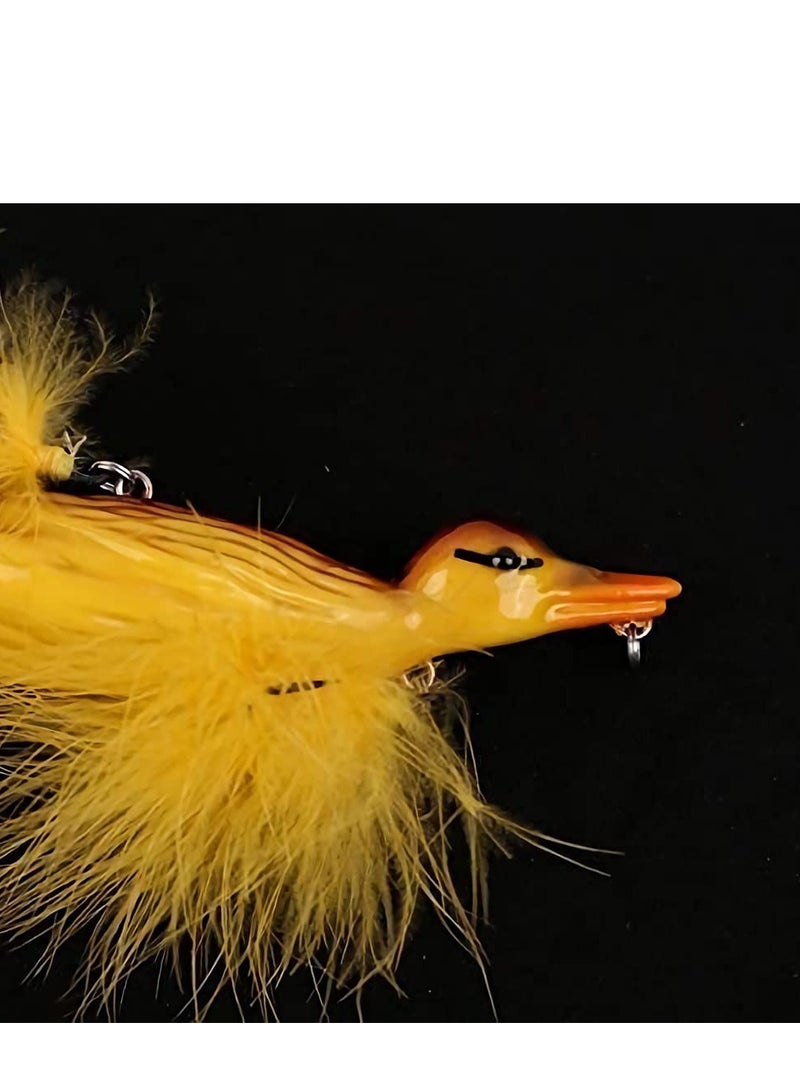 Duck Topwater Fishing bait Lure, Yellow Duckling Floating Artificial Bait Plopping and Splashing Feet Hard Fishing Tackle for sea and freshwater fishing