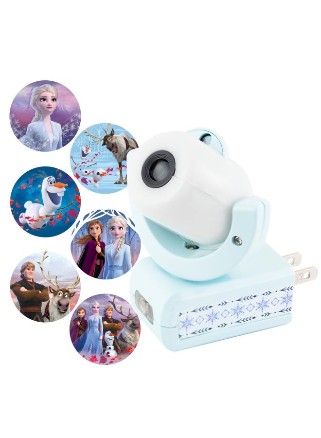 Projectables Disney Frozen 2 LED Kids Night Light Projector Plug-in Dusk-to-Dawn UL-Listed Elsa Anna Olaf Ideal for Hallway Bedroom Nursery Playroom Gaming Room 45028
