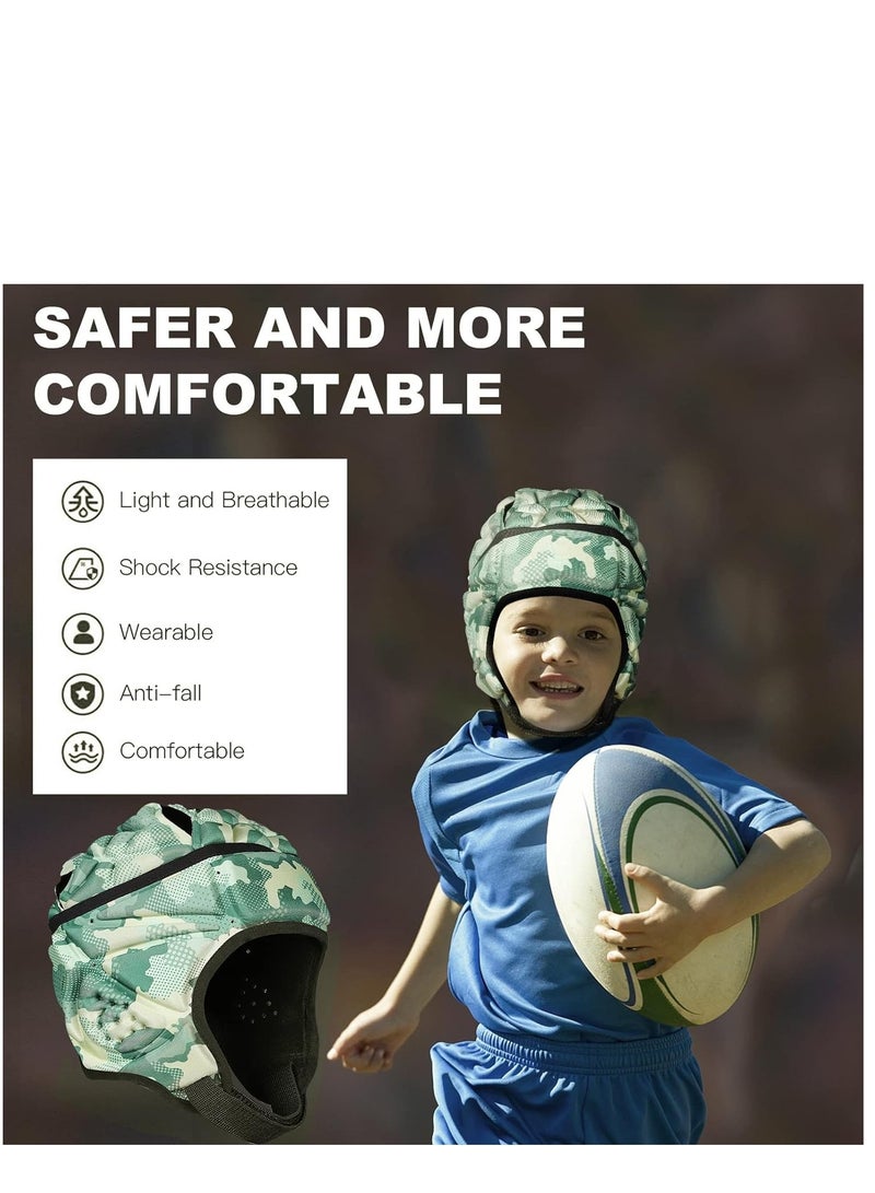 Rugby Helmet - Soft Padded Headgear 7v7 Flag Football Headguard Soccer Head Protection for Youth Kids Child Adult Size is M, 6 to 11 years old, 48-53cm