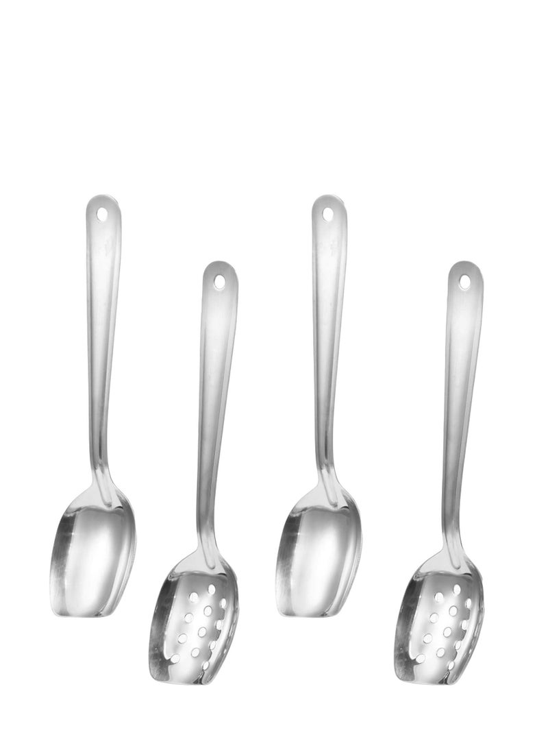 Restaurant Catering Serving Utensils, Advanced Performance Skimmer Perforated, Stainless Steel Serving Spoons Set, for Buffet Can Banquet Cooking Kitchen Serving Spoons