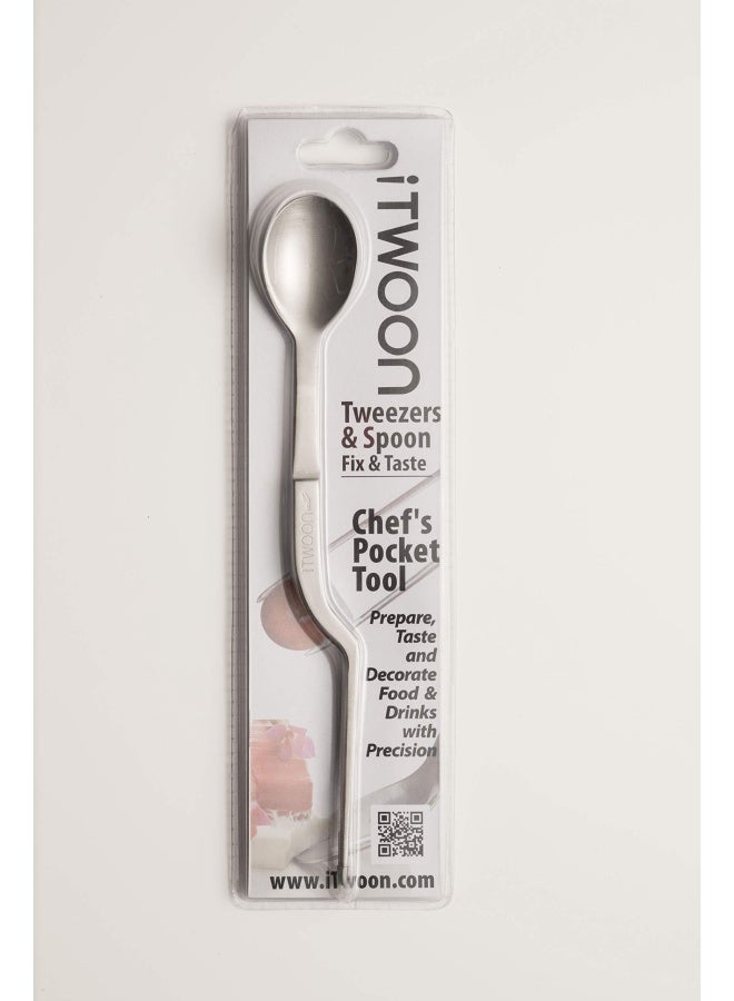 iTwoon Culinary Tweezers  Spoon Stainless Steel 6.8 long