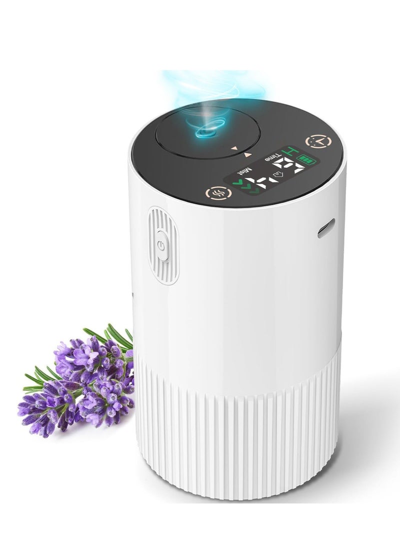 Waterless Diffuser for Essential Oil, Aromatherapy Diffuser for Home with Battery Indicator, Portable Smart Scent Air Machine 1/2/3 & Continuous Mist, Timing & Auto-off Function, 400~500 sq. ft Scent