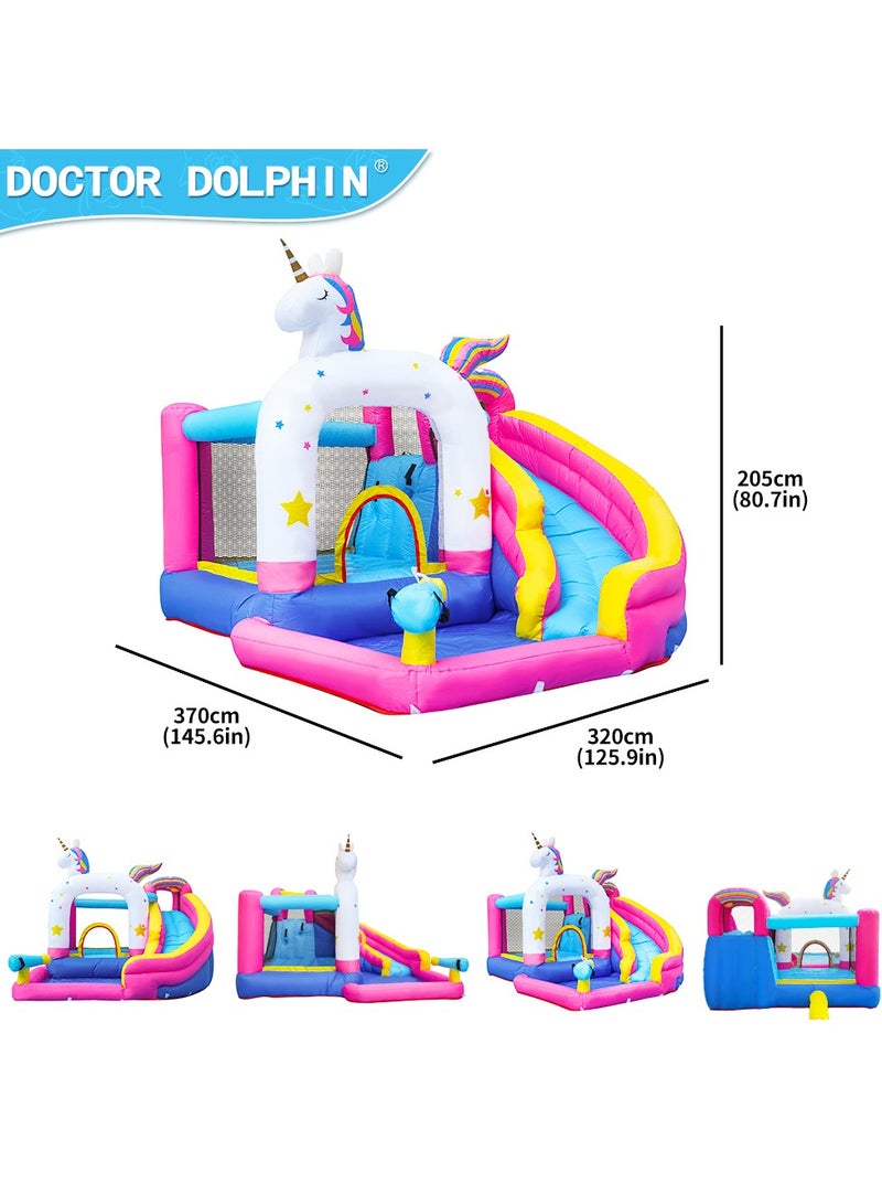 Doctor Dolphin Inflatable Bounce House for Kids Unicorn Bouncy House with Blower Toddle Bouncy Castle Kids Slide for Outdoor 63103