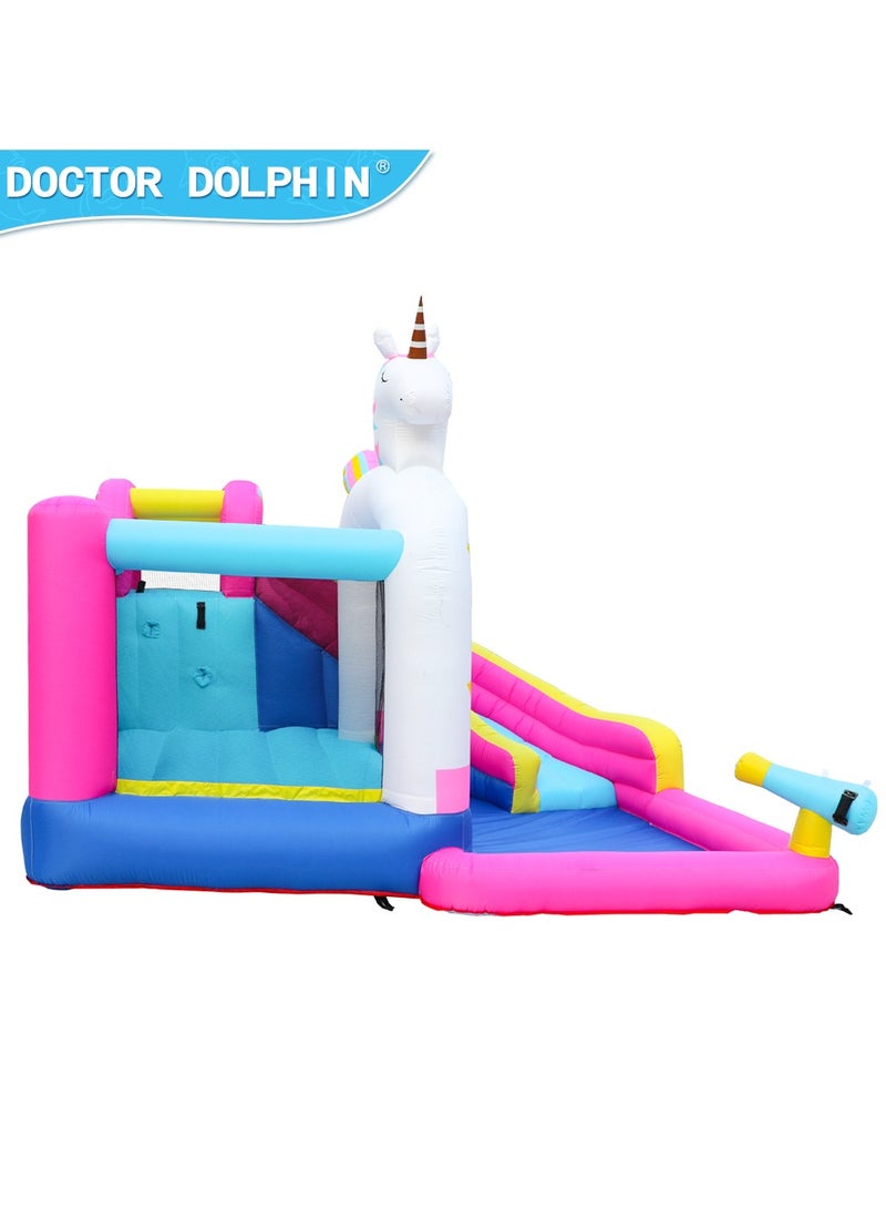 Doctor Dolphin Inflatable Bounce House for Kids Unicorn Bouncy House with Blower Toddle Bouncy Castle Kids Slide for Outdoor 63103