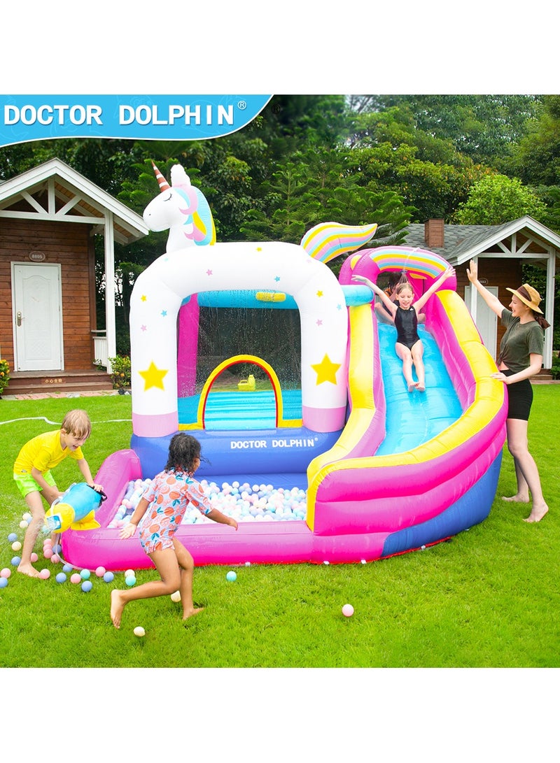 Doctor Dolphin Inflatable Bounce House for Kids Unicorn Bouncy House with Blower Toddle Bouncy Castle Kids Slide for Outdoor 63103