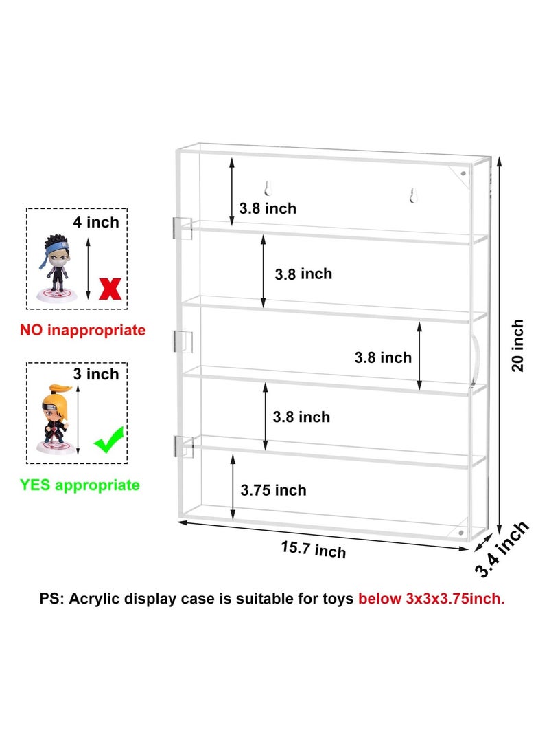 Acrylic Display Case, Display Cabinet for Mini Funko Pop Figures, Dust-Proof Clear Wall Mounted or Desktop 5 Layer Storage Mini Toys/Rock Stone, Each Compartment: 15 7/10”L x 3 2/5”W x3 4/5”H