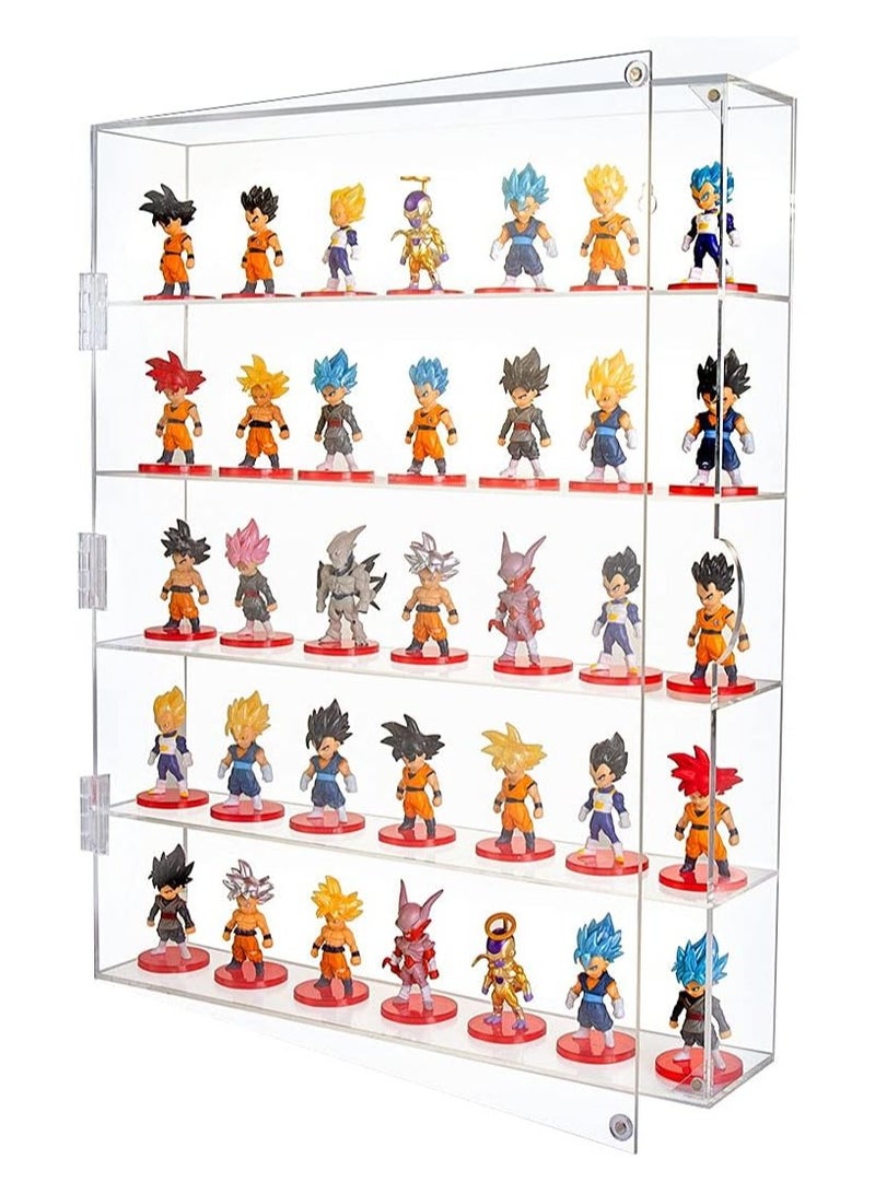 Acrylic Display Case, Display Cabinet for Mini Funko Pop Figures, Dust-Proof Clear Wall Mounted or Desktop 5 Layer Storage Mini Toys/Rock Stone, Each Compartment: 15 7/10”L x 3 2/5”W x3 4/5”H