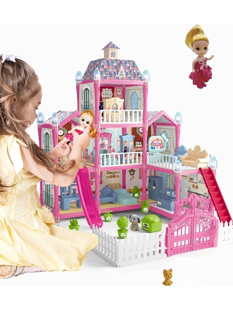 Doll House Dream House for Girls Pretend Toys 3 Story 8 Rooms Dollhouse Toddler Playhouse DIY Building Kids Gift for for 3 to 10 Year Old Girls
