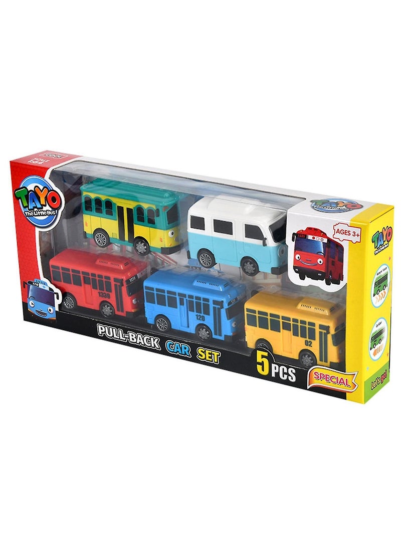 5-Pack Mini Bus Tayo Toys, Mini Bus Tayo Car Toy Set, Pull Back Mini Car, Suitable For Friends Birthday Gifts (Random Colors)