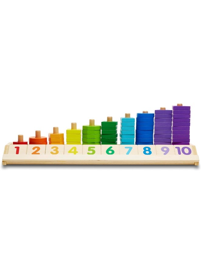 Melissa & Doug Counting Shape Stacker Wooden Educational Toy With 55 Shapes and 10 Number Tiles