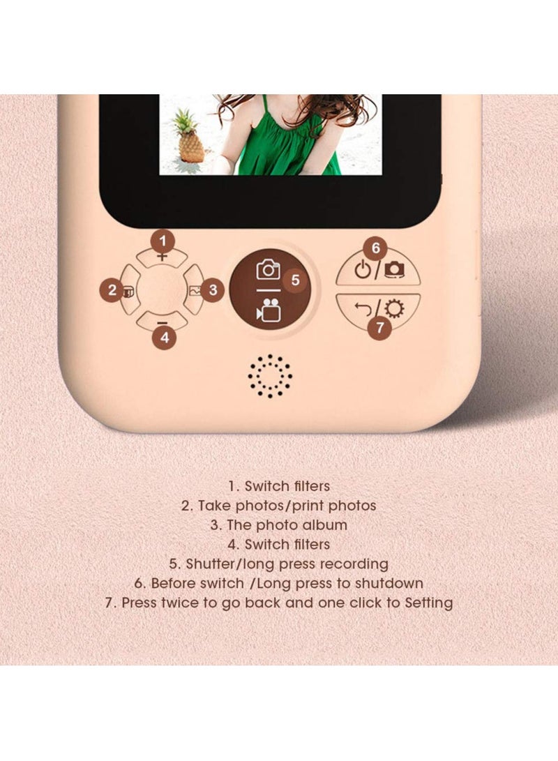 ciciglow Instant Print Camera for Kids,12MP 4000x3000PX Digital Camera for Girls,2.4 inch Screen Toddler Camera Kids Selfie Video Camera