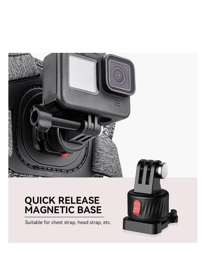 Magnetic Quick Release Adapter for Gopro, 4 in 1 Tripod Mount Accessories, for Bike/Helmet/Clamp Clip Mount/Suction Cup Fit for GoPro Hero 12 11 10 9 8 7 6 5, Black insta360 DJI Action Camera