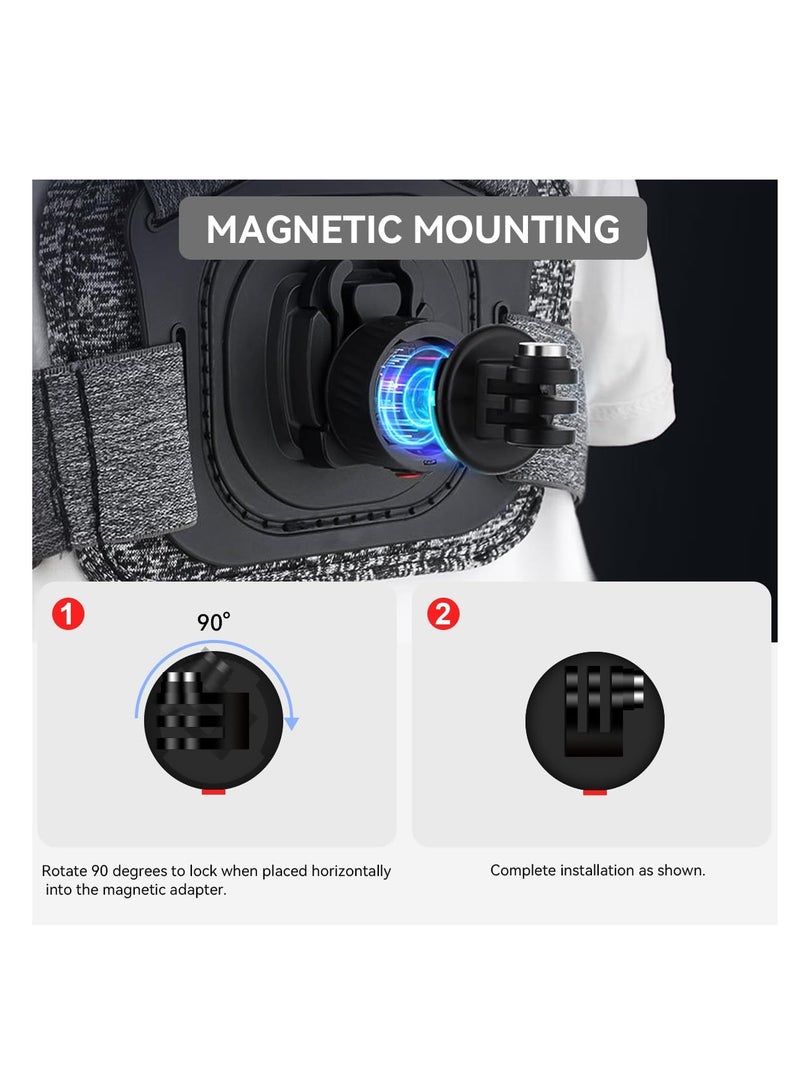 Magnetic Quick Release Adapter for Gopro, 4 in 1 Tripod Mount Accessories, for Bike/Helmet/Clamp Clip Mount/Suction Cup Fit for GoPro Hero 12 11 10 9 8 7 6 5, Black insta360 DJI Action Camera