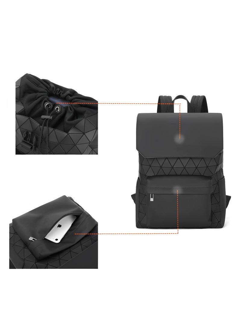 New Geometric Diamond Grid Backpack, Fashionable Large Capacity Shoulder Bag for Students and Commuters, with Laptop Compartment, Trendy Brand Backpack for Men women