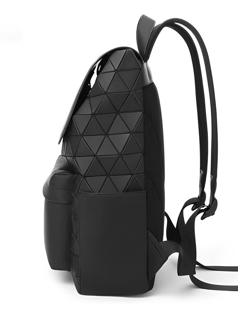 New Geometric Diamond Grid Backpack, Fashionable Large Capacity Shoulder Bag for Students and Commuters, with Laptop Compartment, Trendy Brand Backpack for Men women