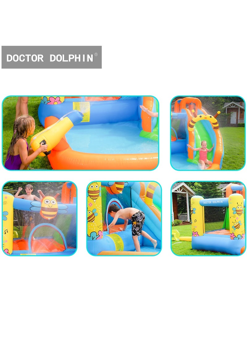 Doctor Dolphin Inflatable Bee Bounce House Water Slide Bouncy House for Kids Outdoor Outdoor Party with Air Blower 63120