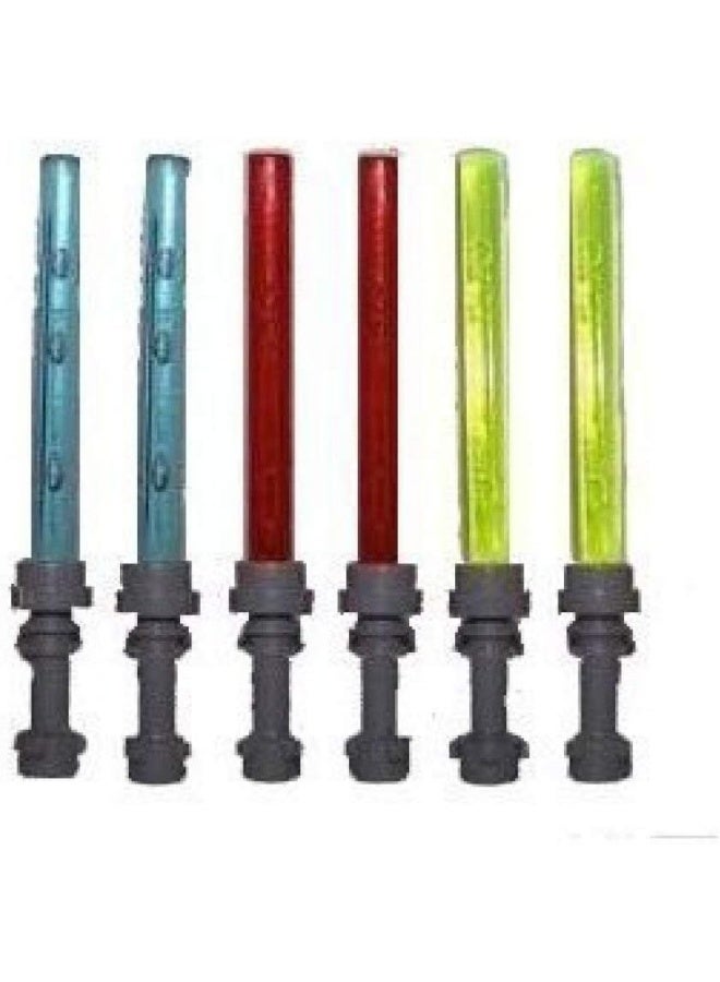 LEGO Lot of 6 Lightsaber for Small Minifigures (2 Red, 2 Blue, 2 Green)