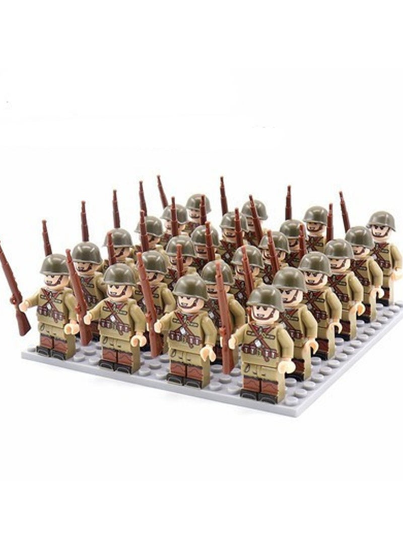 Army Block Toy Set 24 Pieces Small Particle Assembly Toys (Soviet Army Phalanx 24 People)