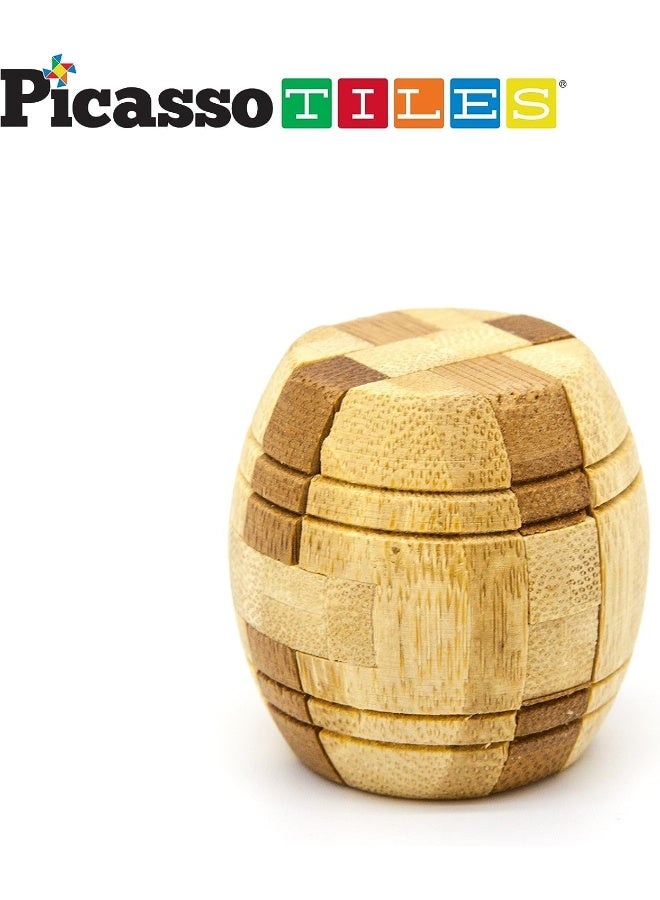 PicassoTiles PTP08 8 Styles Wooden Burr Cube, Ball and Barrels Logic Puzzle Brain Teaser & Intellectual 3D Assembling Toy Set for Kids & Adults