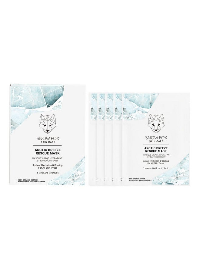 Arctic Breeze Rescue Mask 5 Pack Peppermint Oil Aloe Vera And Seaweed Extract Hydrates Soothes Skin Irritations Such As Redness Enlarged Pores Inflammation Break Outs Aftersun Fatigue