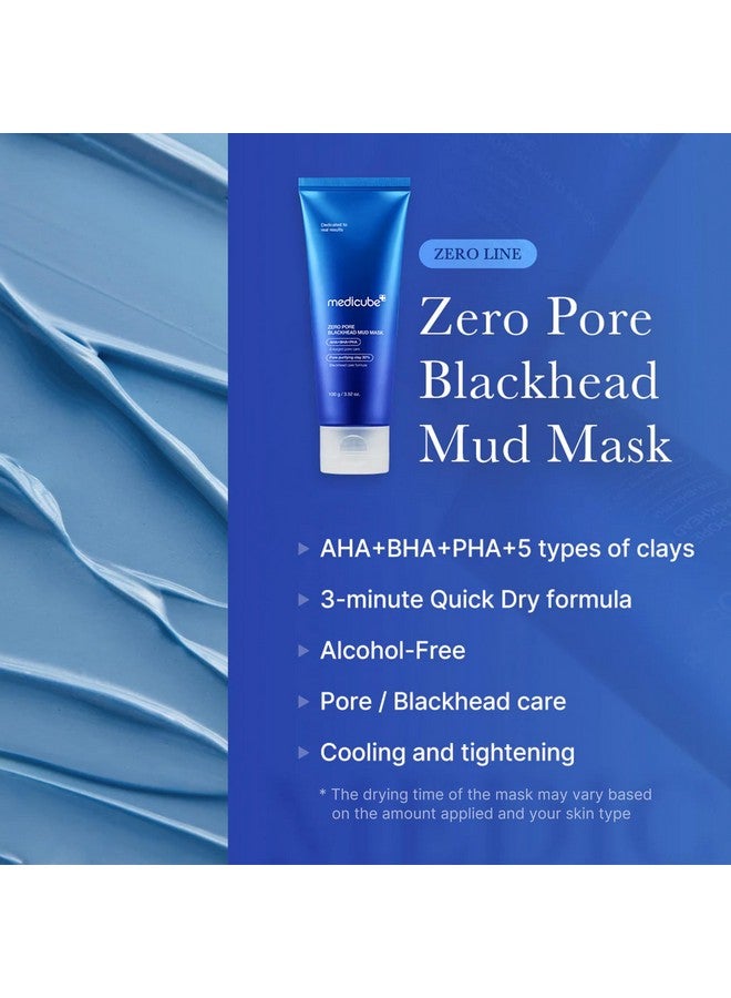 Zero Pore Blackhead Mud Facial Mask Skin Cooling & Pore Tightening 3 Minute Quick Dry Formula With Aha Bha Pha And Porepurifying Clay Korean Face Mask 3.52 Oz