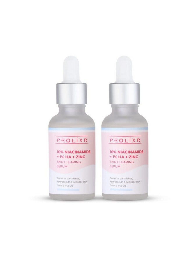 10% Niacinamide + 1% Hyaluronic Acid + Zinc Skin Clearing Face Serum Acne Marks & Blemishes Oil Balancing 30+30 Ml (Pack Of 2)