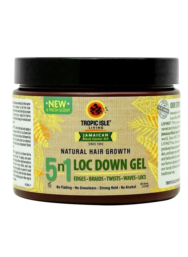 5N1 Loc Down Gel 12Oz For Edges Braids Locs Twists Waves Lasting Hold Shine & Protected Hair Growth Reduces Itchy Scalp With Jamaican Black Castor Oil