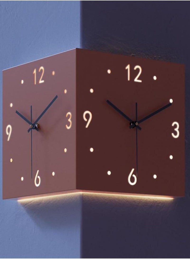 Double-sided 3D Analog Wall Clock for Corner with modern design