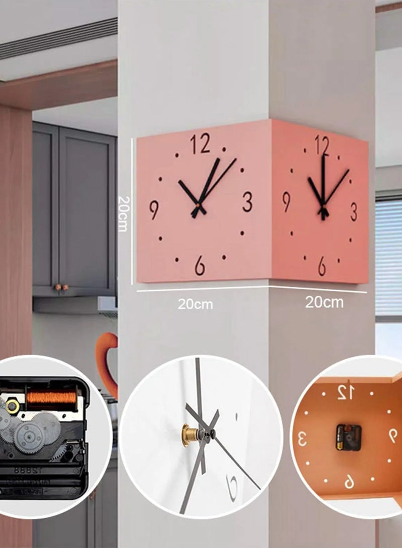 Double-sided 3D Analog Wall Clock for Corner with modern design